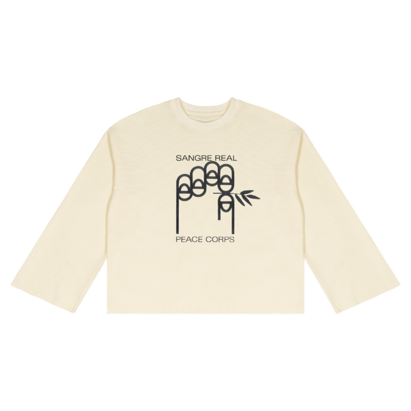 Peace Waffle Raw Edge Tee