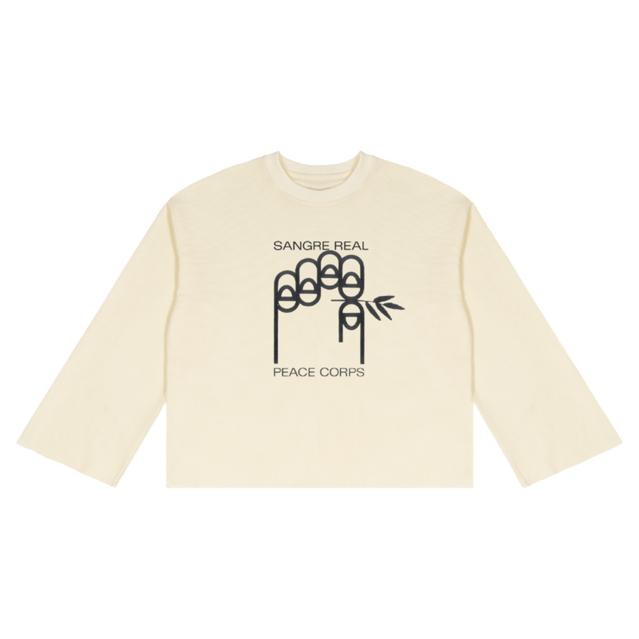Peace Waffle Raw Edge Tee — Apricot