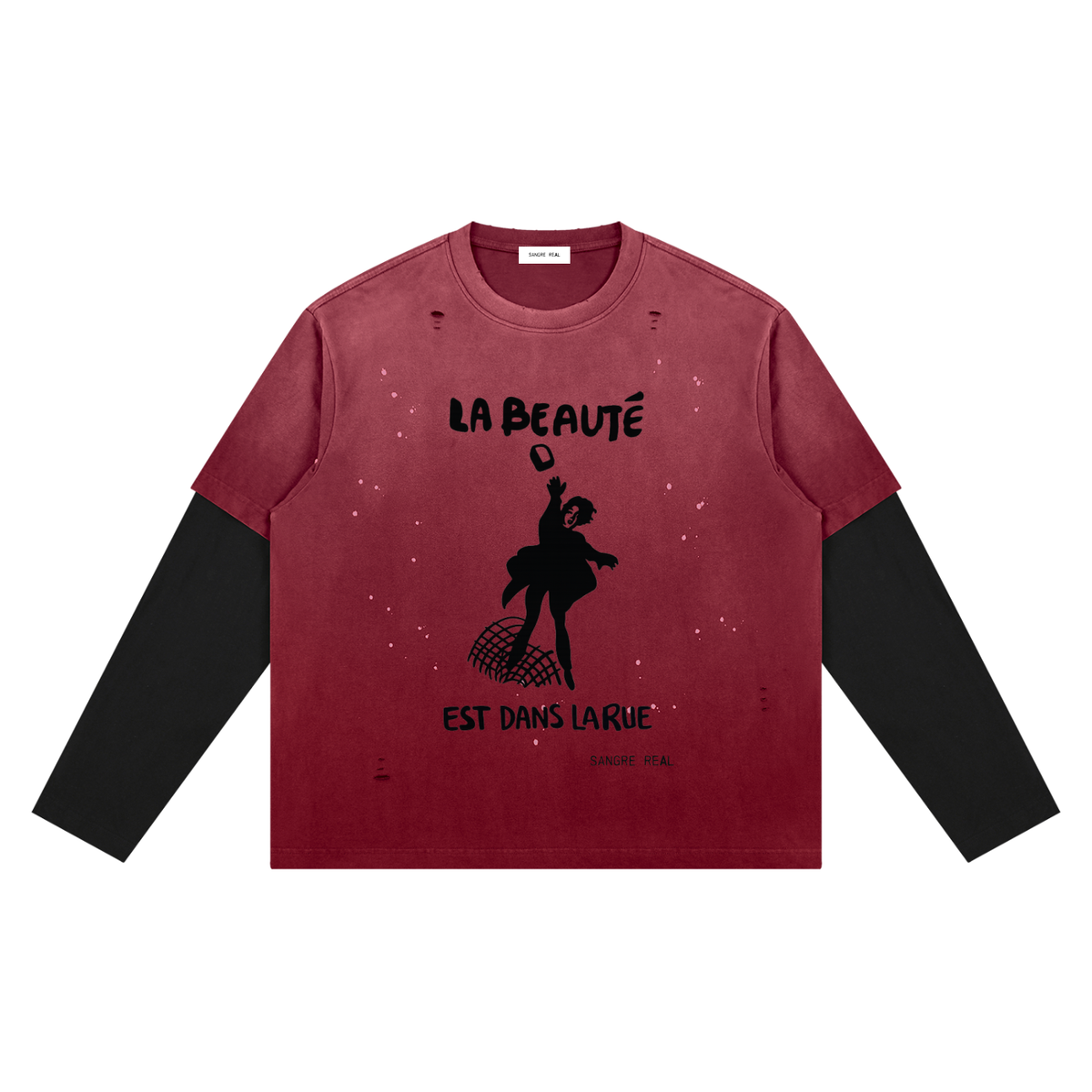 La Beaute Vintage Wash Distressed Layer T-Shirt