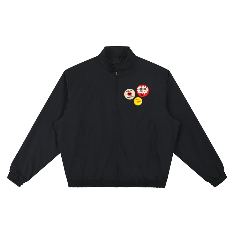 Strike Stand Collar Bomber Jacket — Black